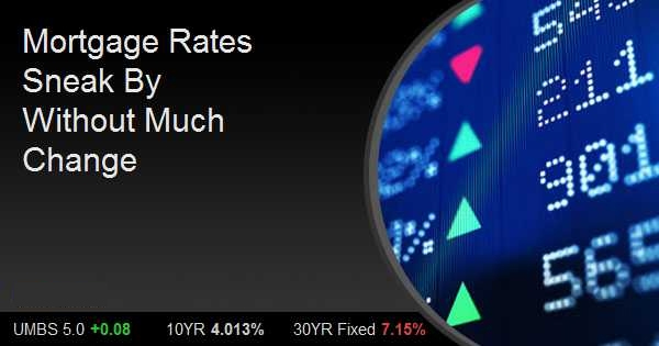 Mortgage Rates Sneak By Without Much Change