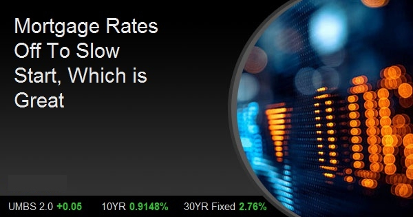 Mortgage Rates Off To Slow Start, Which is Great